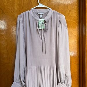H&M Taupe Pleated Blouse